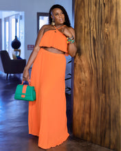 Load image into Gallery viewer, Smiley Ann Two-Piece Orange Skirt Set | Bright &amp; Trendy
