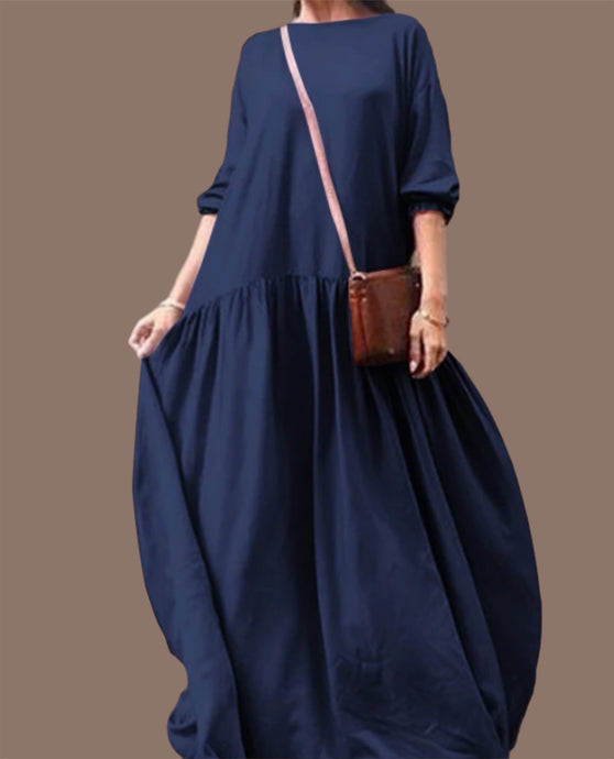Flaring Quity Maxi Blue Dress | Elegant Long Dress for Any Event