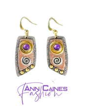 Load image into Gallery viewer, Purple Plate Earrings
