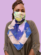 Load image into Gallery viewer, Floral Mask-Scarf (Purple-Blue) | Stylish and Functional Accessory
