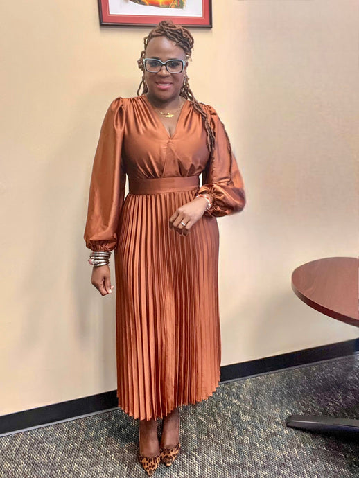 Rust Brown pleated dress